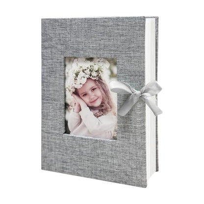Photo Album 4x6 100 Pockets, Slip-in Picture Albums, Linen Cover Top Loader Vertical Pockets Albums for Baby, Kids Boy Girls, Wedding, Family, Anniversary, Grey - color: Grey, size: 100 Pockets white Bandage