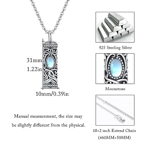 Urn Necklace for Ashes Cremation Jewelry 925 Sterling Silver Ashes Pendant Necklace Memorial Jewelry Gifts for Women Men Girls Boys - style: Tree of life-F-June-Moonstone