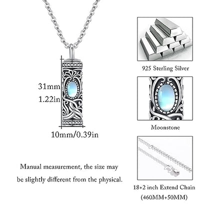 Urn Necklace for Ashes Cremation Jewelry 925 Sterling Silver Ashes Pendant Necklace Memorial Jewelry Gifts for Women Men Girls Boys - style: Tree of life-F-June-Moonstone