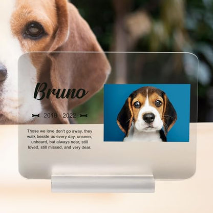 PAWNIMALS Personalized Pet Memorial Plaque Portrait, Custom Dog Remembrance Gifts for Loss, Cat Sympathy Night Lights, in Memory of Dog Passing Away Sign, Cat Rainbow Bridge Photo Frame (Standard) - style: Standard
