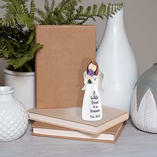 Dicksons Faithful Friend is A Treasure Angel Ivory 1.5 x 4 Resin Stone Tabletop Figurine