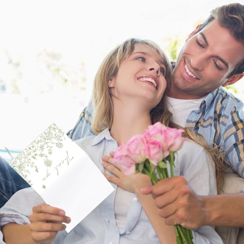 24 Pack Sage Green Floral Thank You Cards With Envelopes Stickers, Summer Wedding Floral Thank You Card Greenery Bridal Shower Birthday Supplies - style: 24 pcs - Green Flowers