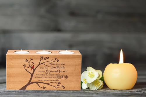 Sympathy Bereavement Gift for Loss of Loved One - Memorial Candle Holders - Handcrafted Wooden Keepsake with Poem - Condolence for Loss of Mother, Father (A Limb) - color: A Limb