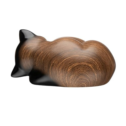 Pet Urns,Sleeping Resin Cremation Cat Urn, Cat Urns for Ashes, Small Animal Urn （Black Walnut） - color: Black Walnut