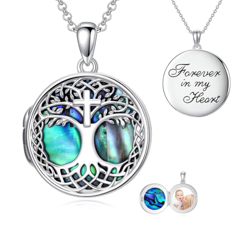 Tree of Life Necklace 925 Sterling Silver Abalone Shell Celtic Knot Tree Pendant Necklace Jewelry Gifts for Women Birthday Christmas - style: Style5-custom