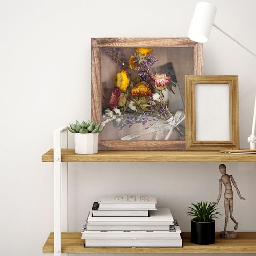 Small Shadow Box Frame 8x8 with Real Glass,Carbonized - color: Wood, size: 8*8