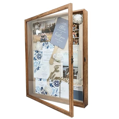 16x20 Shadow Box Frame in Wood Color with Linen Back - color: Wood, size: 16*20