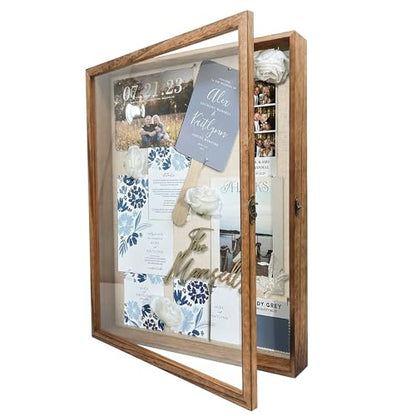 16x20 Shadow Box Frame in Wood Color with Linen Back - color: Wood, size: 16*20