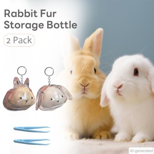 Rabbit Fur Storage Bottle - 2 Pack Rabbit Hair Storage Keychain, Transparent Memorial Pendant for Pet Keepsake, Grief Comfort Accessory