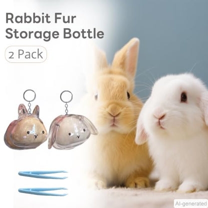 Rabbit Fur Storage Bottle - 2 Pack Rabbit Hair Storage Keychain, Transparent Memorial Pendant for Pet Keepsake, Grief Comfort Accessory