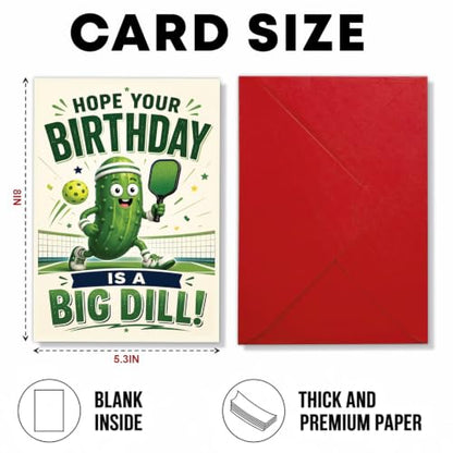 Funny Big Dill Pickleball Birthday Card, Paddle Greeting Gift | Pickleball Birthday Card For Pickleball Player, Pickleball Lover, Sports Fan, Funny Birthday Gift Card With Big Dill Pun - color: sport11