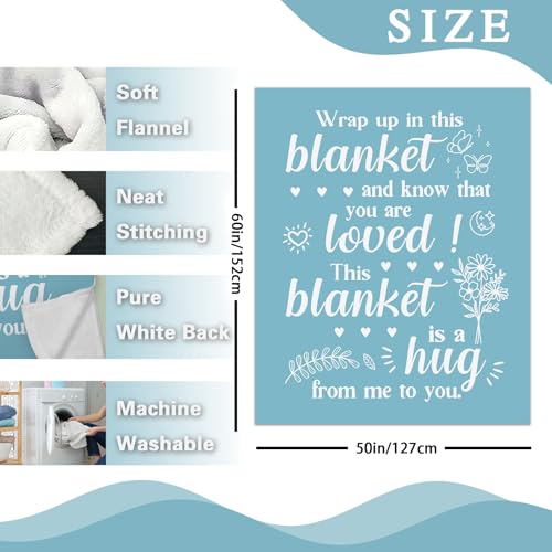 Get Well Gifts for Women Men Flannel Throw Blanket, Sympathy | Thinking of You After Surgery Healing Gift Idea, Blue Floral Inspirational Cancer Care Present for Friend Sister Coworker