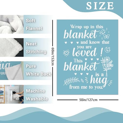 Get Well Gifts for Women Men Flannel Throw Blanket, Sympathy | Thinking of You After Surgery Healing Gift Idea, Blue Floral Inspirational Cancer Care Present for Friend Sister Coworker
