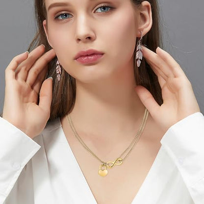 XIUDA Infinity Urn Necklace for Human Ashes Always in My Heart Cremation Necklace Stainless Steel Memorial Ash Jewelry for Women - color: Gold