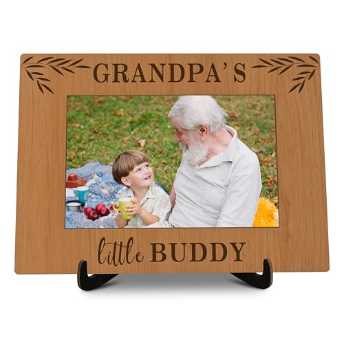 Grandpa Pictures Frame, Grandpa's Little Buddy Photo Frame with Stand, Grandparents Gifts From Grandchild, Farmhouse Home Living Room Bedroom Office Decoration -a25 - color: Grandpa