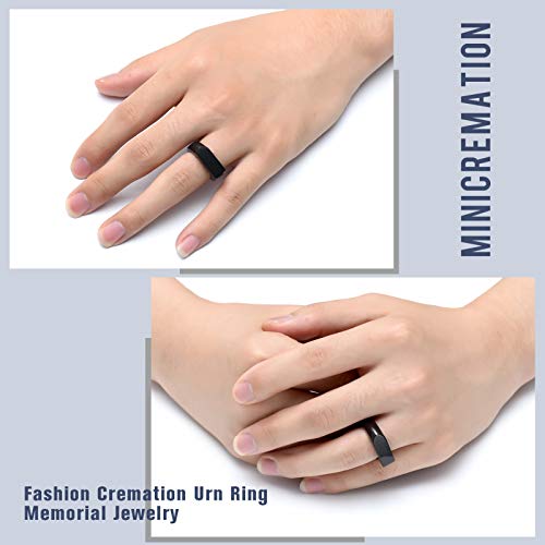 Minicremation Cremation Jewelry for Ashes Geometry Simple Style Memorial Urn Ring Ashes Holder with Fill Kit Keepsake Cremation Ring for Men - color: Black
