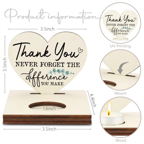 Christmas Thank You Friends Gifts, Never Forget The Difference You Make Quote, Appreciation Gift for Teachers Nurses Friends Bestie, Friendship Christmas Keepsake Candlestick Holders-LATZ05 - color: Wood Thank You