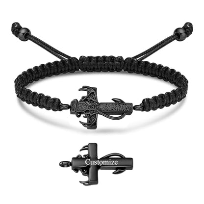 XSMZB Fish Hook Cross Urn Bracelet for Ashes of Loved One Deer Antler Keepsake Ash Bracelets Adjustable Cremation Jewelry Memorial Bangle - color: Customize