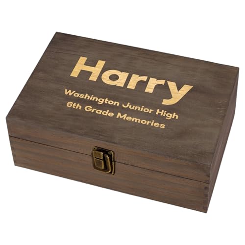 Personalized School Years Memory Box, Engraved Keepsake Chest for Kids | Holds photos, artwork & report cards. Add name, grade, school & class year; 4 sizes, 4 finishes, optional inside engraving. - style: 18. Kids School Memory Box