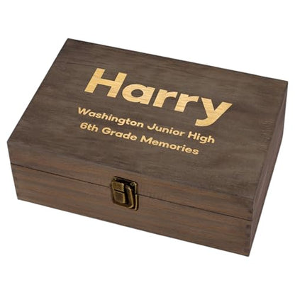 Personalized School Years Memory Box, Engraved Keepsake Chest for Kids | Holds photos, artwork & report cards. Add name, grade, school & class year; 4 sizes, 4 finishes, optional inside engraving. - style: 18. Kids School Memory Box