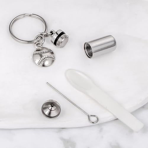 Gredstar Cremation Urn Keychain for Ashes, Cylinder Memorial Keepsake - color: Baseball