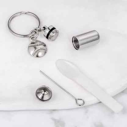 Gredstar Cremation Urn Keychain for Ashes, Cylinder Memorial Keepsake - color: Baseball