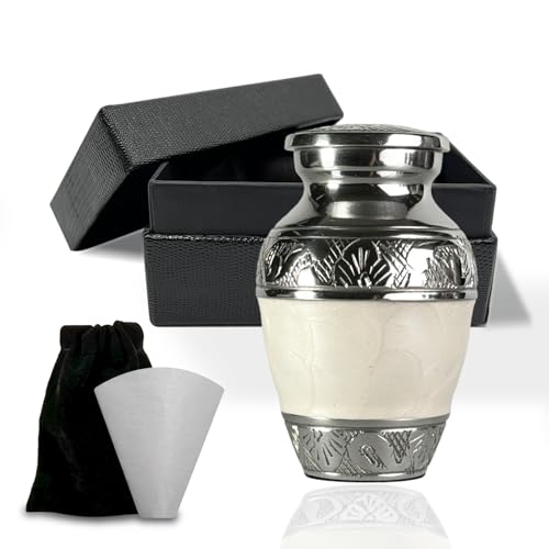 Small Urn for Human Ashes Keepsake – Mini Urn for Ashes – Handcrafted Pearl White Keepsake Urns – Elegant Memorial Ash Holder - color: Pearl White, size: Single Keepsake