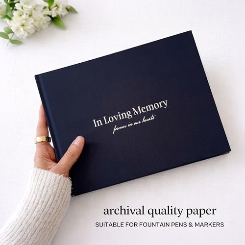 Kunitsa Co. Funeral Guest Book for Memorial Service – in Loving Memory (Navy Gray - Structured) - color: Navy Gray - Structured