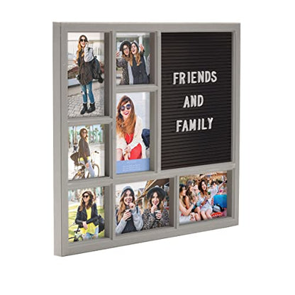 MELANNCO Customizable Letterboard 7-Opening Photo Collage, 15 x 17 inch, Distressed Grey - color: Distressed Gray, size: 15x17 - 7 Opening