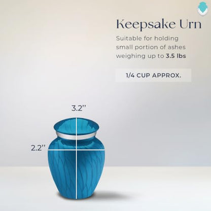 Keepsake Embrace Custom Engraved Butterflies Cremation Urn (Pearl Racing Blue) - color: Pearl Racing Blue