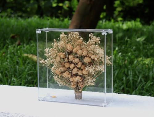 11.2x11.2 Acrylic Shadow Box, Assemble Display Case, DIY Tabletop/Wall Mount Display Frame, All Clear Memory Box for Dried Flowers/Kids Room/Birthday/Wedding(11.2x11.2x3”, Assemble Frame) - size: 11.2x11.2", Assembly Frame