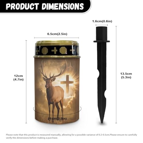 Poceacles Solar Candle Cemetery Solar Lights for Grave LED Garden Flameless Powered Pathway Lights Outdoor Waterproof with Dusk to Dawn Sensor, Brown Deer Cross Pattern - color: Brown - Deer Cross Pattern