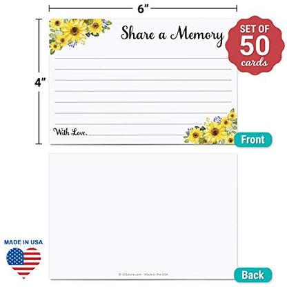 321Done Share a Memory Cards for Celebration of Life, 4x6, White, Sunflower
