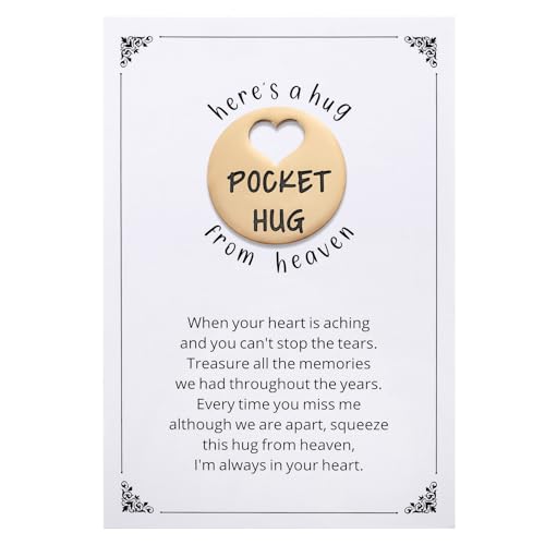Ralukiia Pocket Hug from Heaven, Metal Engraved Token, Memorial Gift for Loss of Mom Dad Son Daughter Husband Wife Grandpa Grandma Brother Sister, Sympathy Condolence Gifts, Rose Gold - color: rose gold