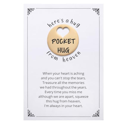 Ralukiia Pocket Hug from Heaven, Metal Engraved Token, Memorial Gift for Loss of Mom Dad Son Daughter Husband Wife Grandpa Grandma Brother Sister, Sympathy Condolence Gifts, Rose Gold - color: rose gold