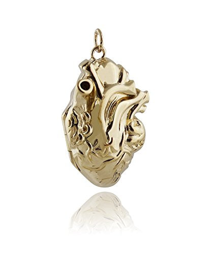 FashionJunkie4Life Sterling Silver Locket Necklaces for Women, 18" Cable Chain - color: Gold Anatomical Heart