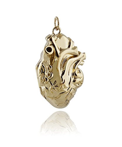 FashionJunkie4Life Sterling Silver Locket Necklaces for Women, 18" Cable Chain - color: Gold Anatomical Heart