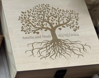 Personalized Name Gifts in Memory of Loved Tree of Life - Custom Engraved Keepsake Box for Cherished Memories & Tributes