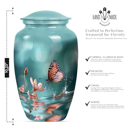 Butterfly Urn for Ashes - Large Adult Urn - 200 lbs Capacity - Polished Multicolor Metal Urn - 10 INCH - size: #1 (Large Size)