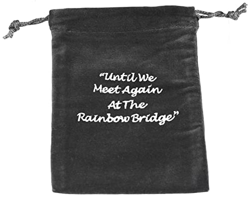 Small Gray Velvet Rainbow Bridge Cremains Bag for Ashes - Small Size 5"L x 7"H - for Holding 20 Cubic Inches of Pet Cremains - Includes Plastic Bag for Ashes - color: Gray, size: Small