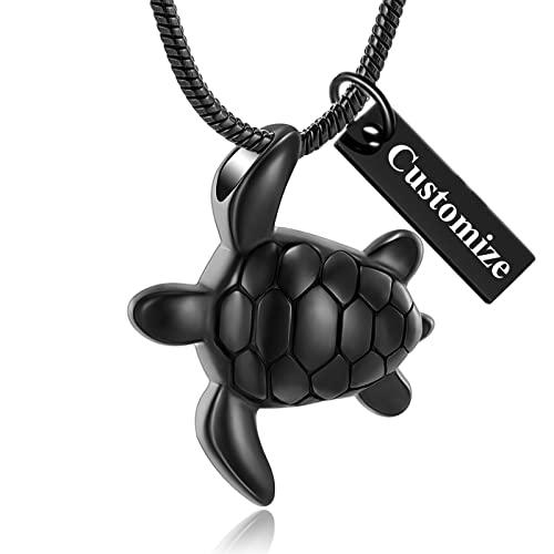 shajwo Sea Turtle Cremation Urn Necklaces for Ashes | Stainless Steel Animal Urn Keepsake Jewelry Pendants for Men Women - color: Customize