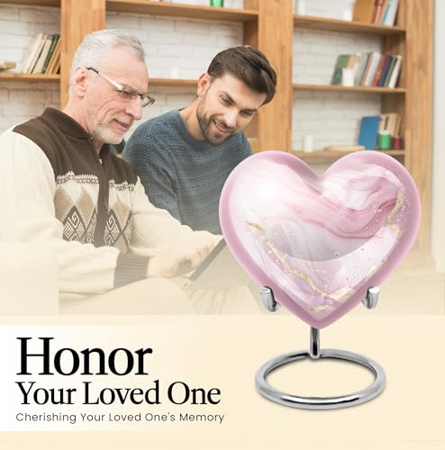 Blush Pink Heart Urn for Human Ashes - color: Blush Pink Heart, size: 3 Inch - Pack of 1