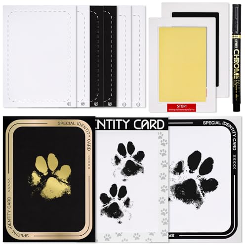 Clean-Touch Paw Print Kit for Dogs & Cats, Inkless Paw and Nose Print Set - Mess-Free Ink Pad Keepsake with Frames for Pet Memories(2 Pack/Large/Golden) - color: Golden, size: Large(2 Pack)