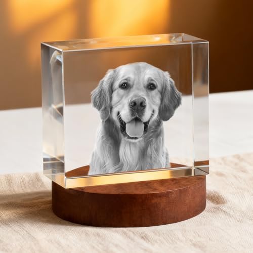 3D Crystal Photo Memorial Gift for Loss of Dog - Personalized Pet Keepsake, Rainbow Bridge Sympathy Gift for Dog Cat Horse Owners, Thoughtful Animal Photo Gift S - size: S：3.15×3.15×1.57in