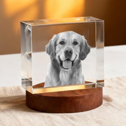 3D Crystal Photo Memorial Gift for Loss of Dog - Personalized Pet Keepsake, Rainbow Bridge Sympathy Gift for Dog Cat Horse Owners, Thoughtful Animal Photo Gift L - size: L：3.94×3.94×1.57in
