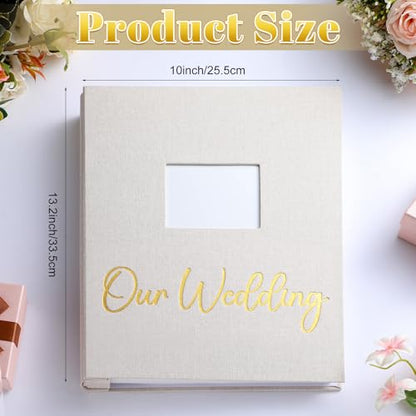 Harloon 400 Pockets Personalized Wedding Photo Album for 4 x 6 In Pictures Our Wedding Photo Album Book with Front Window Linen Cover for Bridal Weddings Gift Family Memory Photos Anniversary Keepsake - style: Our Wedding