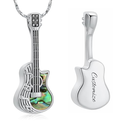 Imrsanl Guitar Urn Necklace Cremation Jewelry for Ashes | Ashes Holder Pendant, Funeral Keepsake, Memorial Gifts of Loss Loved Ones, For Women Men Guitarist - color: Customize