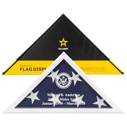 Personalized Flag Display Case for 5' x 9.5' Flag – All Military Branches Available, Veteran Memorial Display Case with Glass Front - White - size: White
