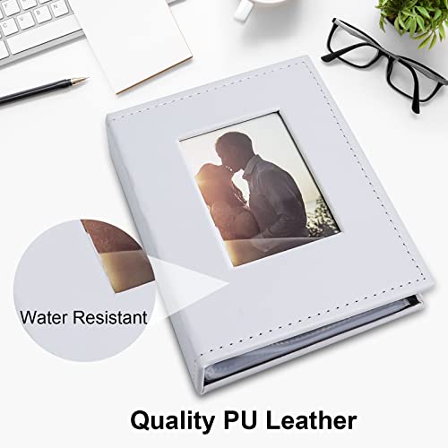Vienrose Small Photo Album 4x6 Holds 52 Photos, 2 Pack Mini Leather Photo Album with Cover Window, Acid-Free Baby Picture Album for Wedding, Family, Travel & Gift Keepsake, White - color: White, size: 26 Pockets