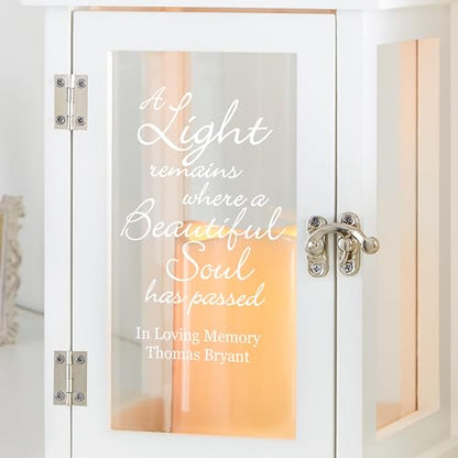 Let's Make Memories Personalized Memorial Lantern - Sympathy - Condolences - LED Candle - Automatic Timer - Wood/Stainless Steel - Copper Finish - A Light Remains - style: A Light Remains